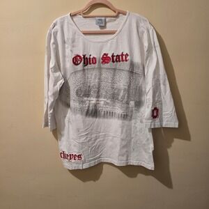 Trendz Ohio State Buckeyes Shirt Men 3X White Long Sleeve Stadium Graphic Tee